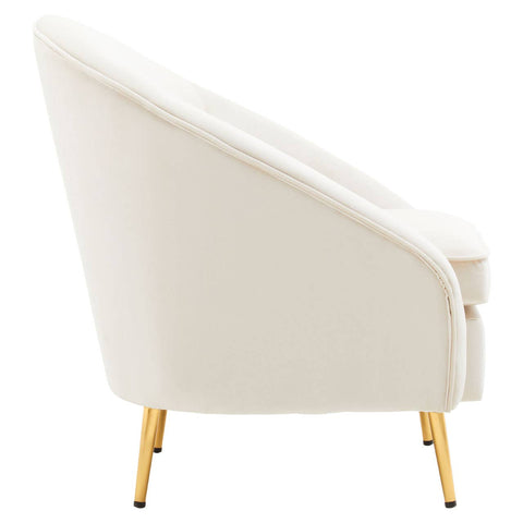 Luxe Beige Velvet Accent Chair