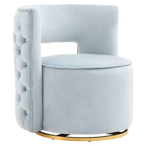 Luxe Blue Velvet Swivel Chair