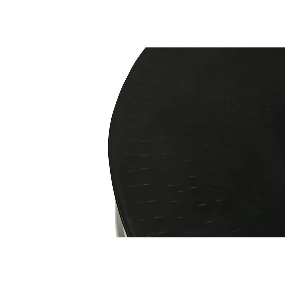 Black round tabletop close-up with subtle textured surface