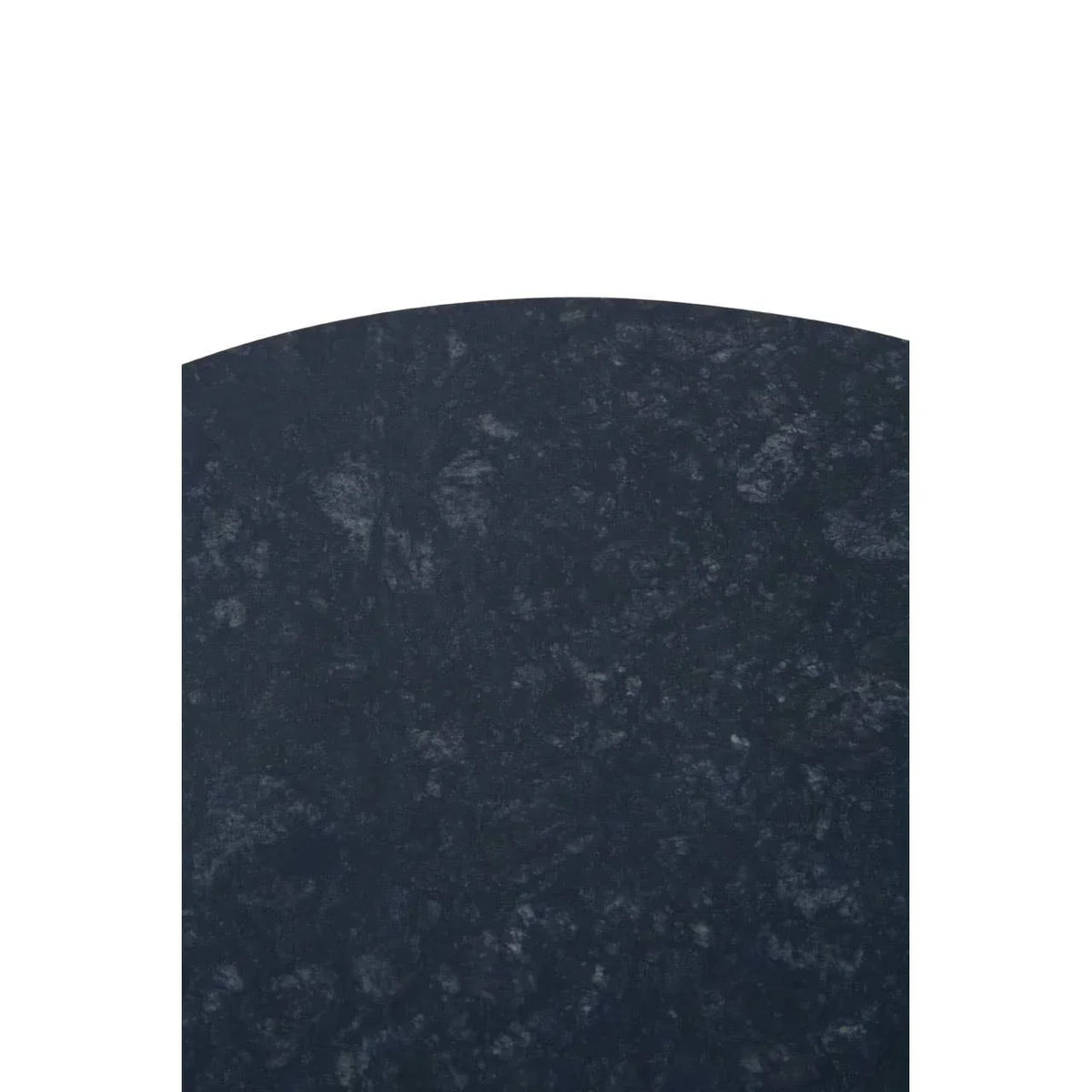 Closeup of dark marble table top with curved edge and textured surface