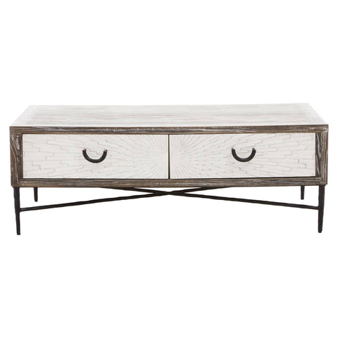 Rustic Elm Wood Coffee Table