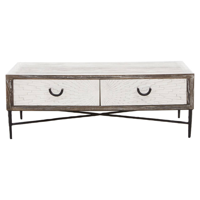 Rustic Elm Wood Coffee Table