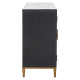 Midas Black Elm Wood Sideboard with Antique Brass Iron Base
