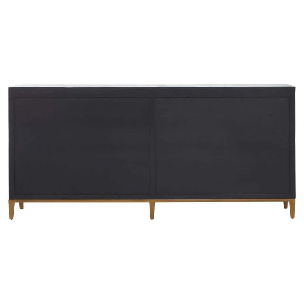 Midas Black Elm Wood Sideboard with Antique Brass Iron Base