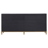 Midas Black Elm Wood Sideboard with Antique Brass Iron Base