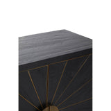 Midas Black Elm Wood Sideboard with Antique Brass Iron Base