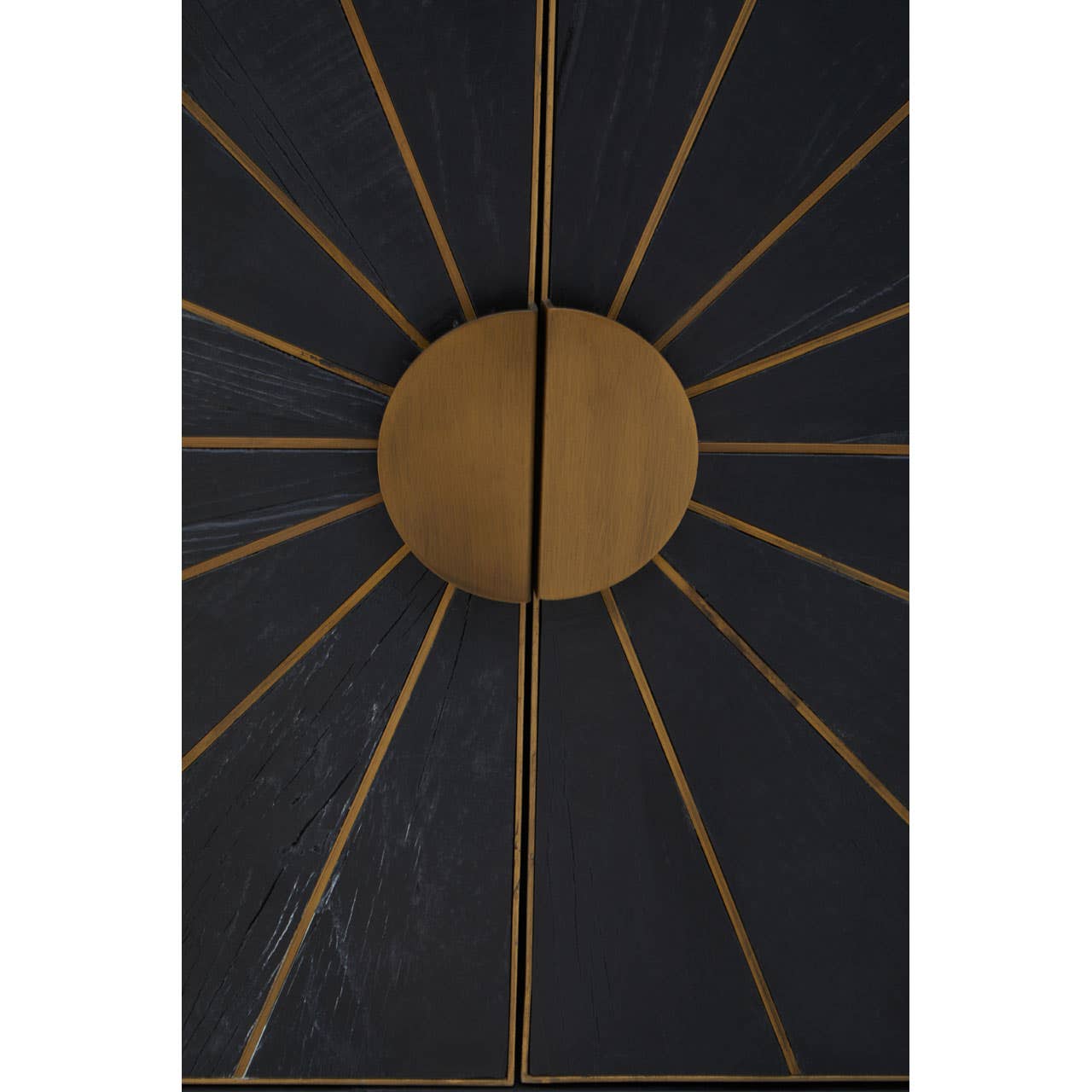 Midas Black Elm Wood Sideboard with Antique Brass Iron Base