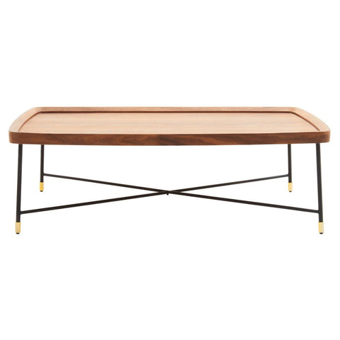 Walnut Cross Metal Coffee Table