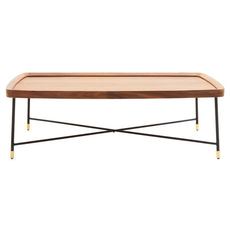 Walnut Cross Metal Coffee Table