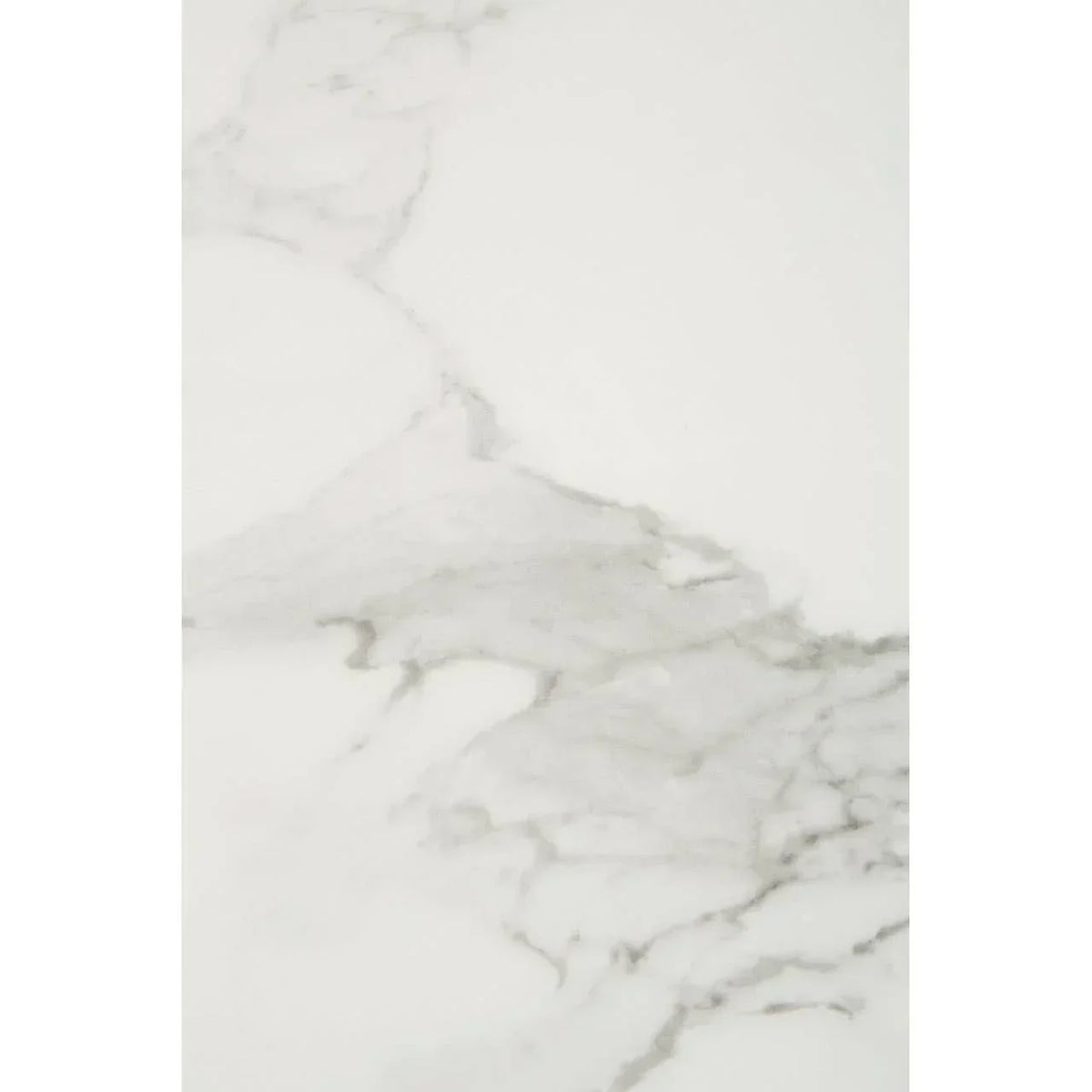 White marble tabletop with subtle grey veining, smooth polished surface