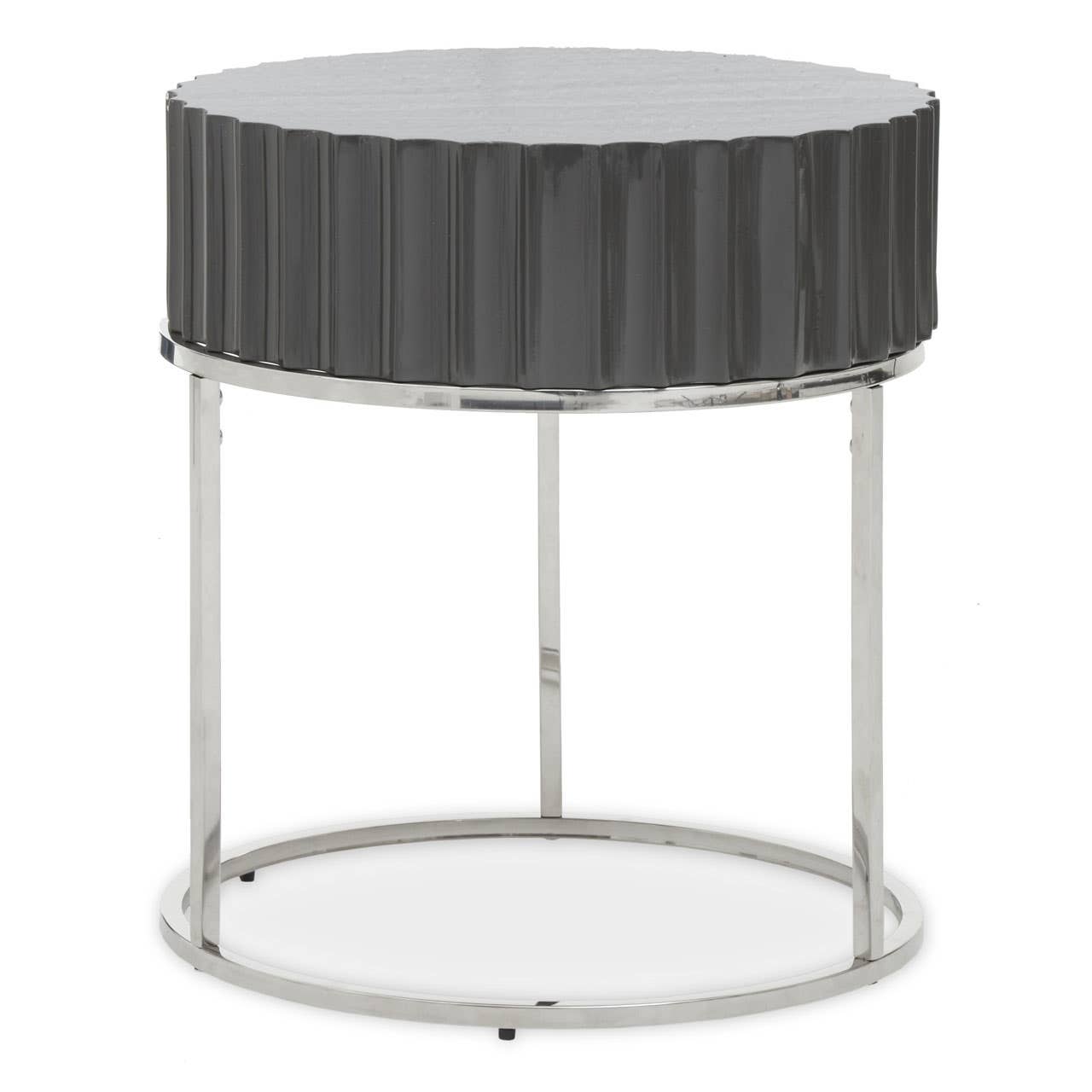 Grey Gloss Round End Table
