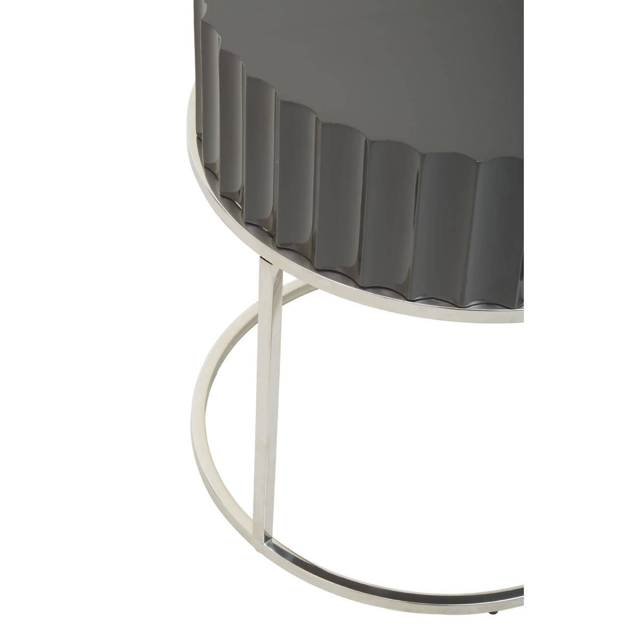 Grey Gloss Round End Table