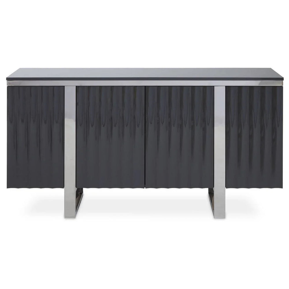 Grey Gloss Sideboard with Fluted Detailing - Modern Storage Solution