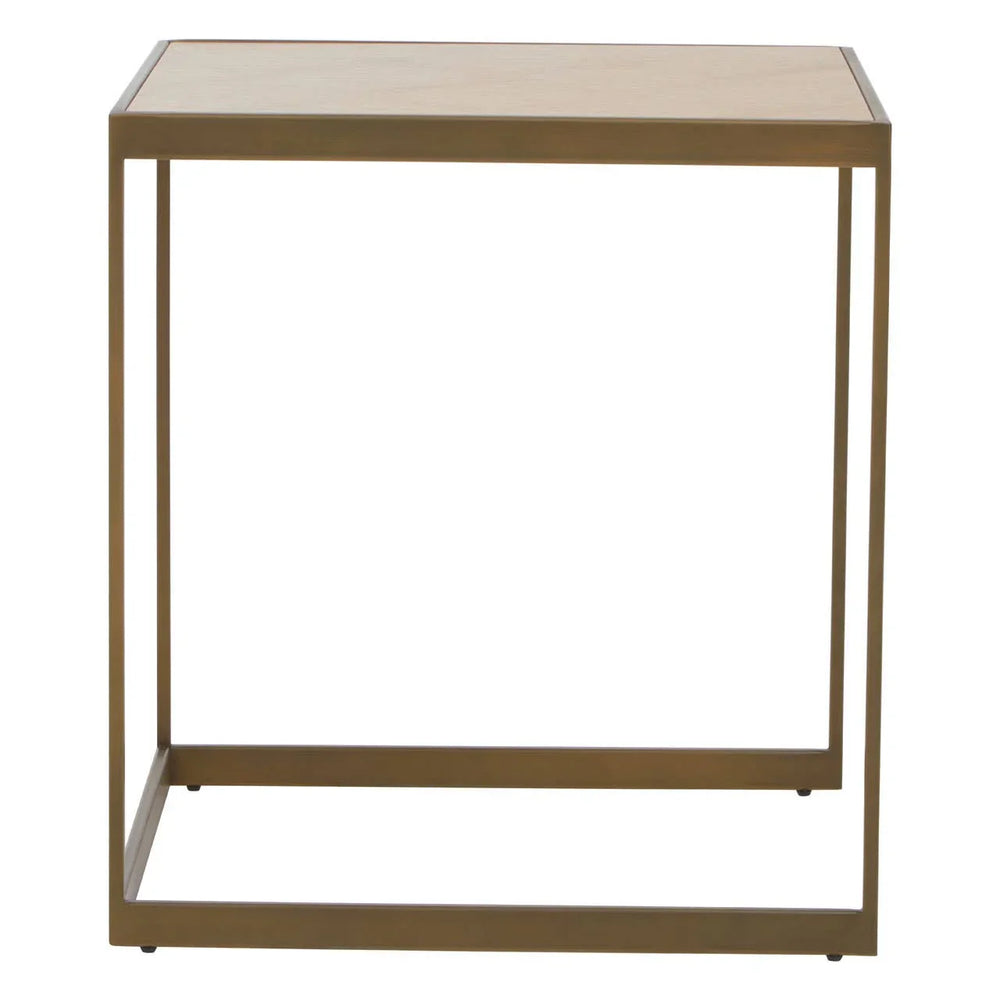 Elegant Oak Steel End Table