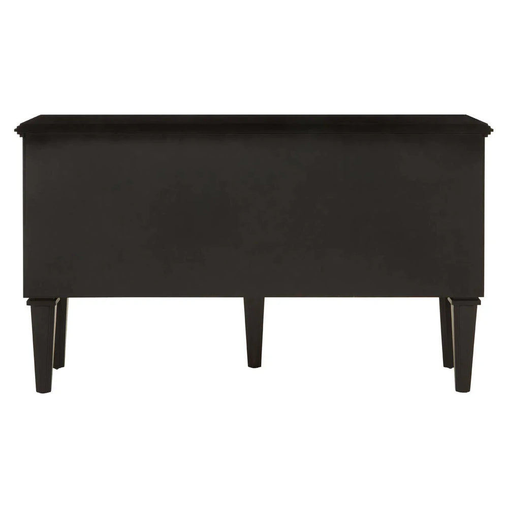 Reflective Elegance Telese Black Finish Sideboard with Circular Lattice Overlay