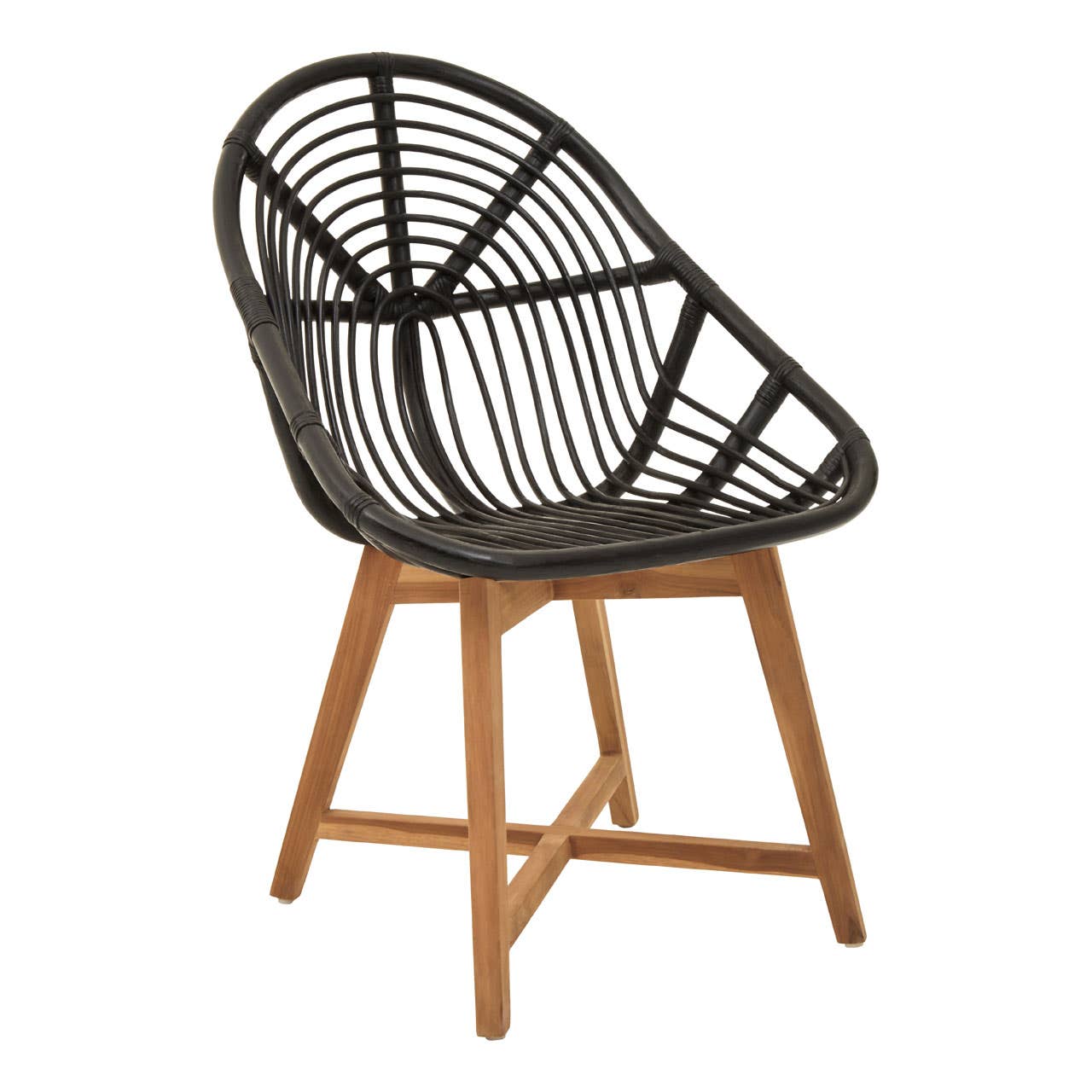 Modern Rattan Teak Accent Chair