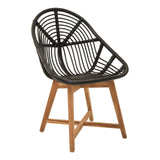 Modern Rattan Teak Accent Chair