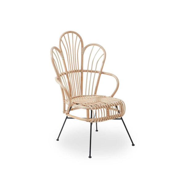 Scalloped Rattan Metal Back Chair