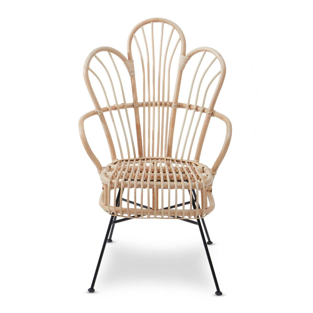 Scalloped Rattan Metal Back Chair