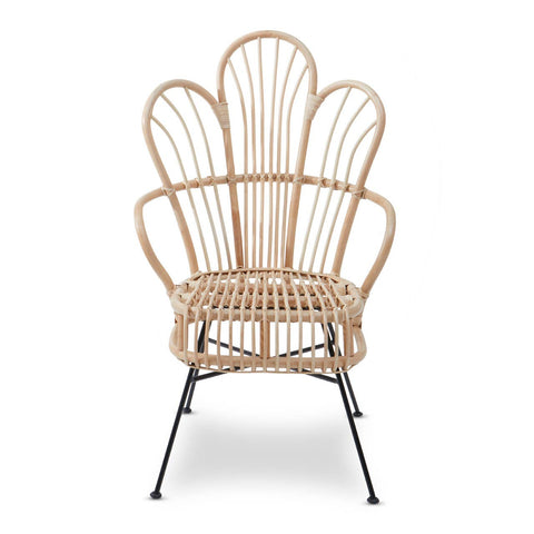 Scalloped Rattan Metal Back Chair