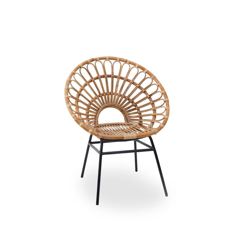 Retro Flared Rattan Accent Chair