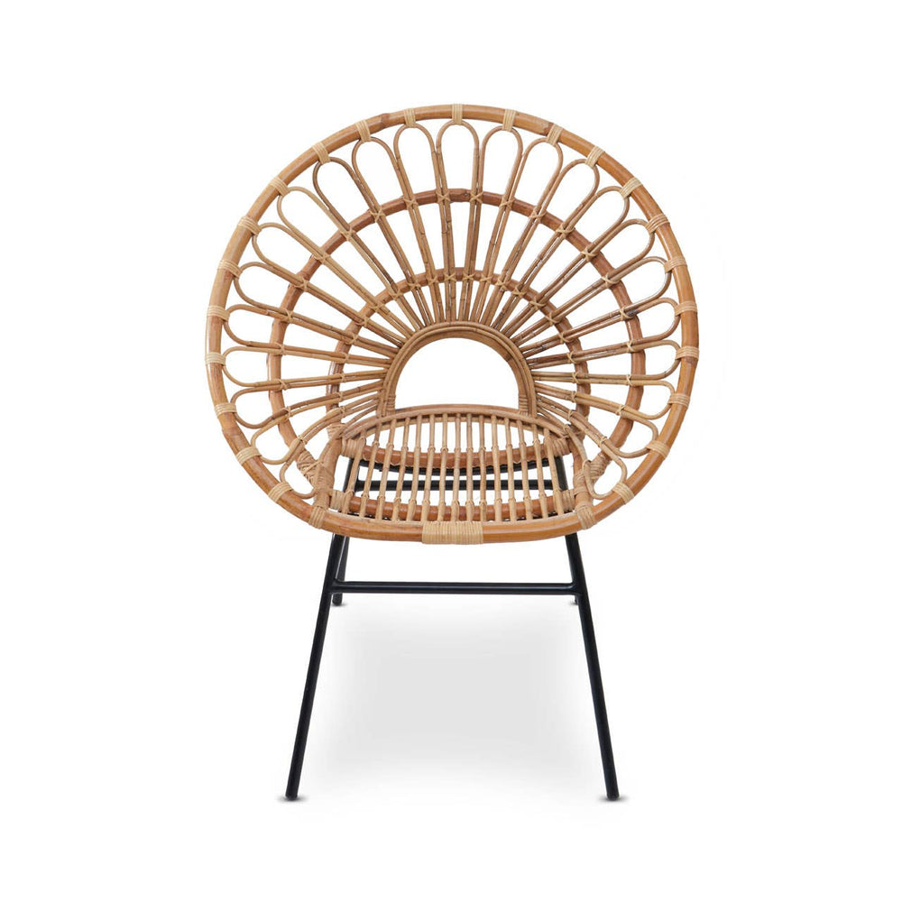 Retro Flared Rattan Accent Chair