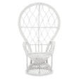 Curved chair made of natural rattan featuring a grey and white color scheme, with a distinctive balloon-like backrest design and a comfortable seat. The chair has a sturdy base and intricate weaving patterns throughout