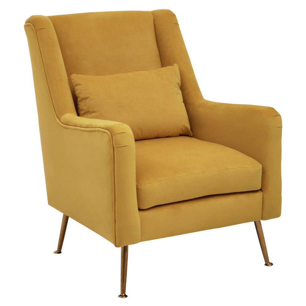 Luxe Yellow Velvet Accent Chair