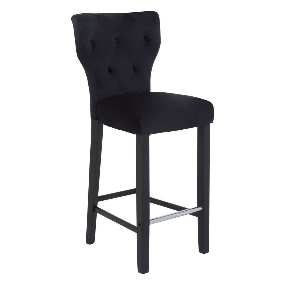 Sleek Black Upholstered Barstool
