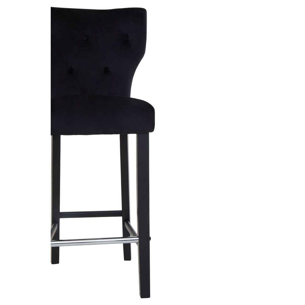 Sleek Black Upholstered Barstool
