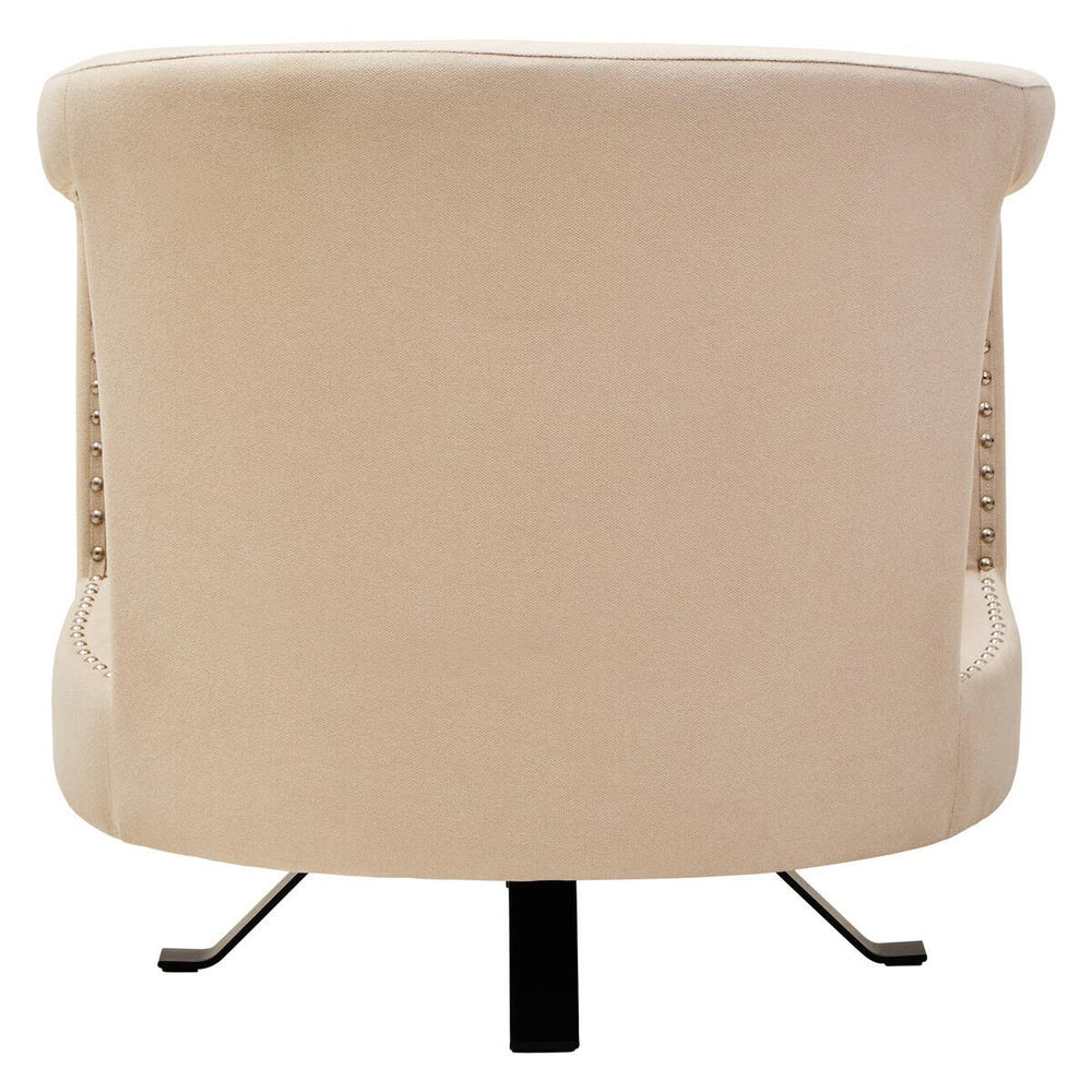 Luxe Beige Velvet Swivel Chair