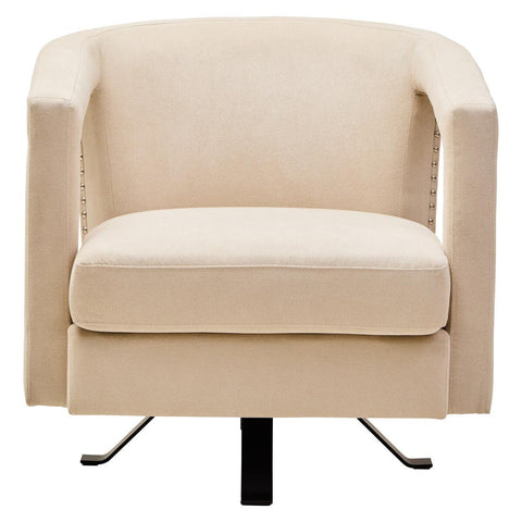 Luxe Beige Velvet Swivel Chair
