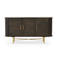Rustic Mango Wood Sideboard with Fluted Detail and Brass Base