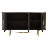 Rustic Mango Wood Sideboard with Fluted Detail and Brass Base