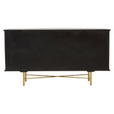 Rustic Mango Wood Sideboard with Fluted Detail and Brass Base