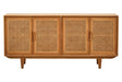 Lyon 4 Door Natural Rattan And Oak Sideboard - Elegant Storage Solution