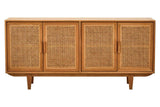 Lyon 4 Door Natural Rattan And Oak Sideboard - Elegant Storage Solution