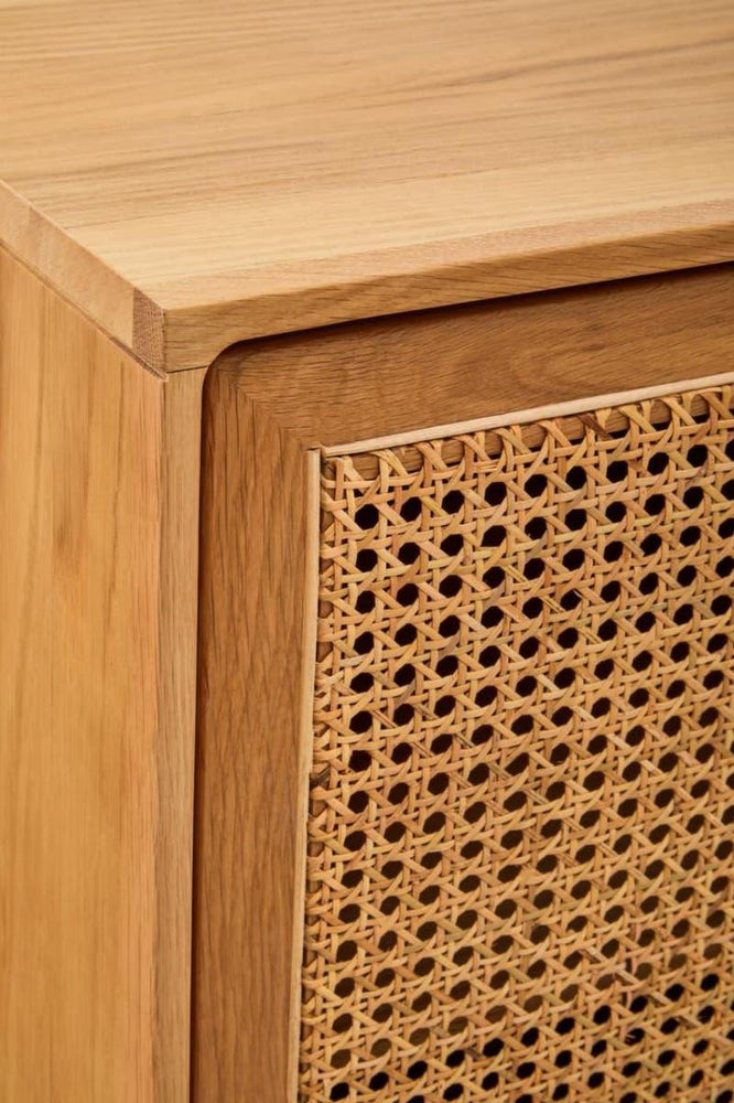 Lyon 4 Door Natural Rattan And Oak Sideboard - Elegant Storage Solution