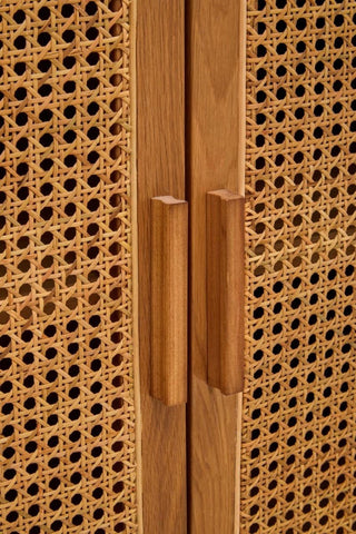 Lyon 4 Door Natural Rattan And Oak Sideboard - Elegant Storage Solution