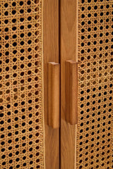Lyon 4 Door Natural Rattan And Oak Sideboard - Elegant Storage Solution