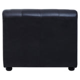 Armless modular sofa chair in antique black leather, featuring a smooth, sleek surface and rounded edges, supported by small, sturdy feet. The back view highlights the minimalist design and rich texture of the leather