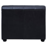 Antique black leather modular chaise sofa with a left arm, featuring a sleek design and smooth surface, supported by small round feet. The sofa showcases a minimalist aesthetic suitable for modern home decor