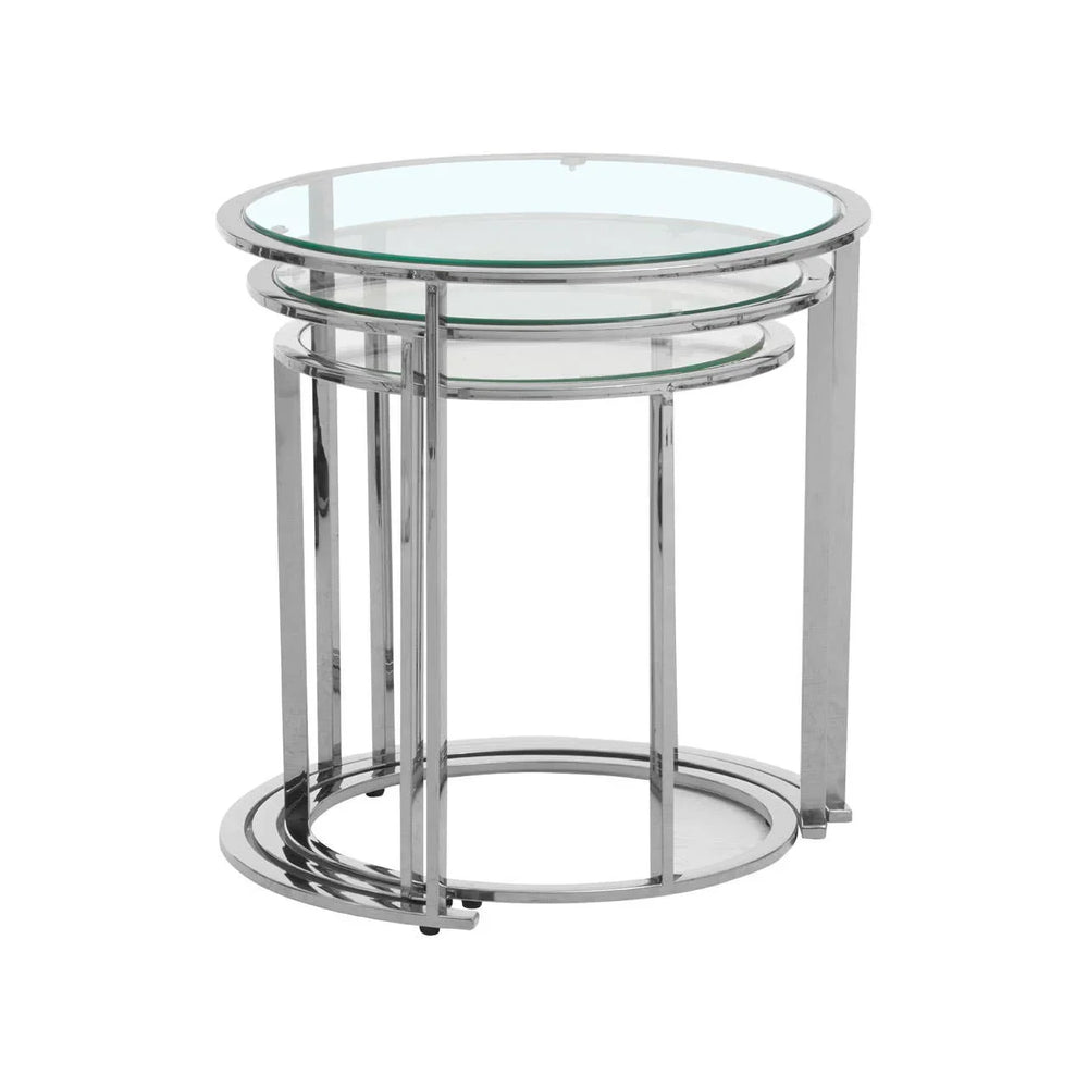 Graceful Silver Nesting Tables