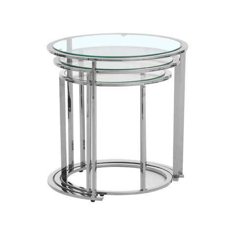 Graceful Silver Nesting Tables