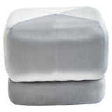 Square stool upholstered in soft grey velvet with a smooth, plush surface. The design features clean lines and a minimalist aesthetic, suitable for modern home decor