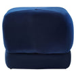 Midnight blue velvet square stool with a soft, plush texture and rounded edges, featuring a simple, modern design suitable for various home decor styles