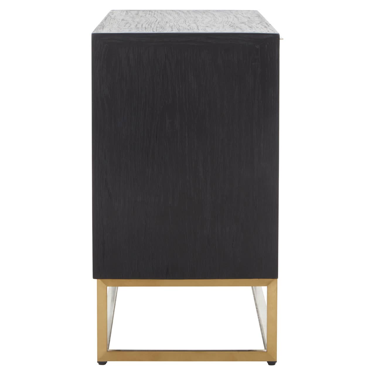 Luxury Oak and Brass Three Door Sideboard with Gold Legs