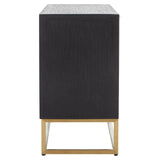 Luxury Oak and Brass Three Door Sideboard with Gold Legs