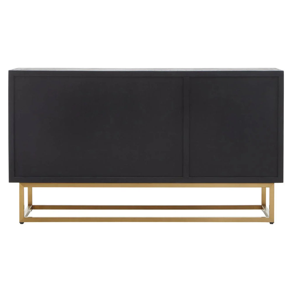 Luxury Oak and Brass Three Door Sideboard with Gold Legs