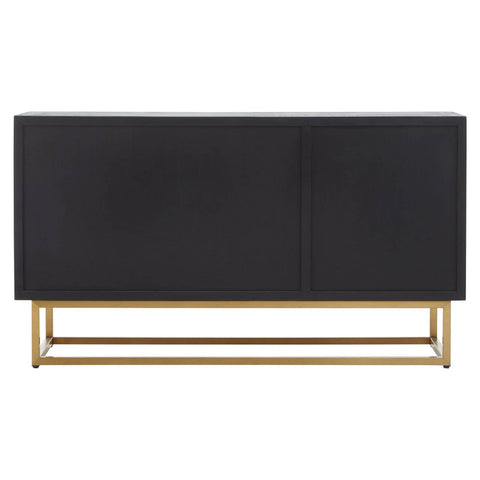 Luxury Oak and Brass Three Door Sideboard with Gold Legs